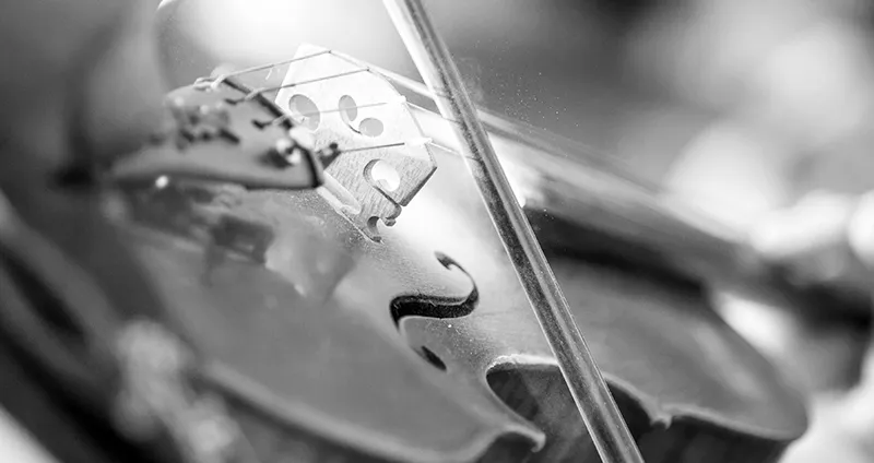 Schwarzweißaufnahme eines Violoncellos